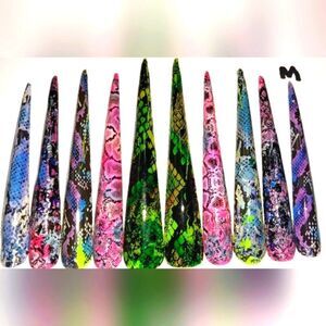 Hand crafted custom print 10pc 3xl acrylic press on nails sz Medium